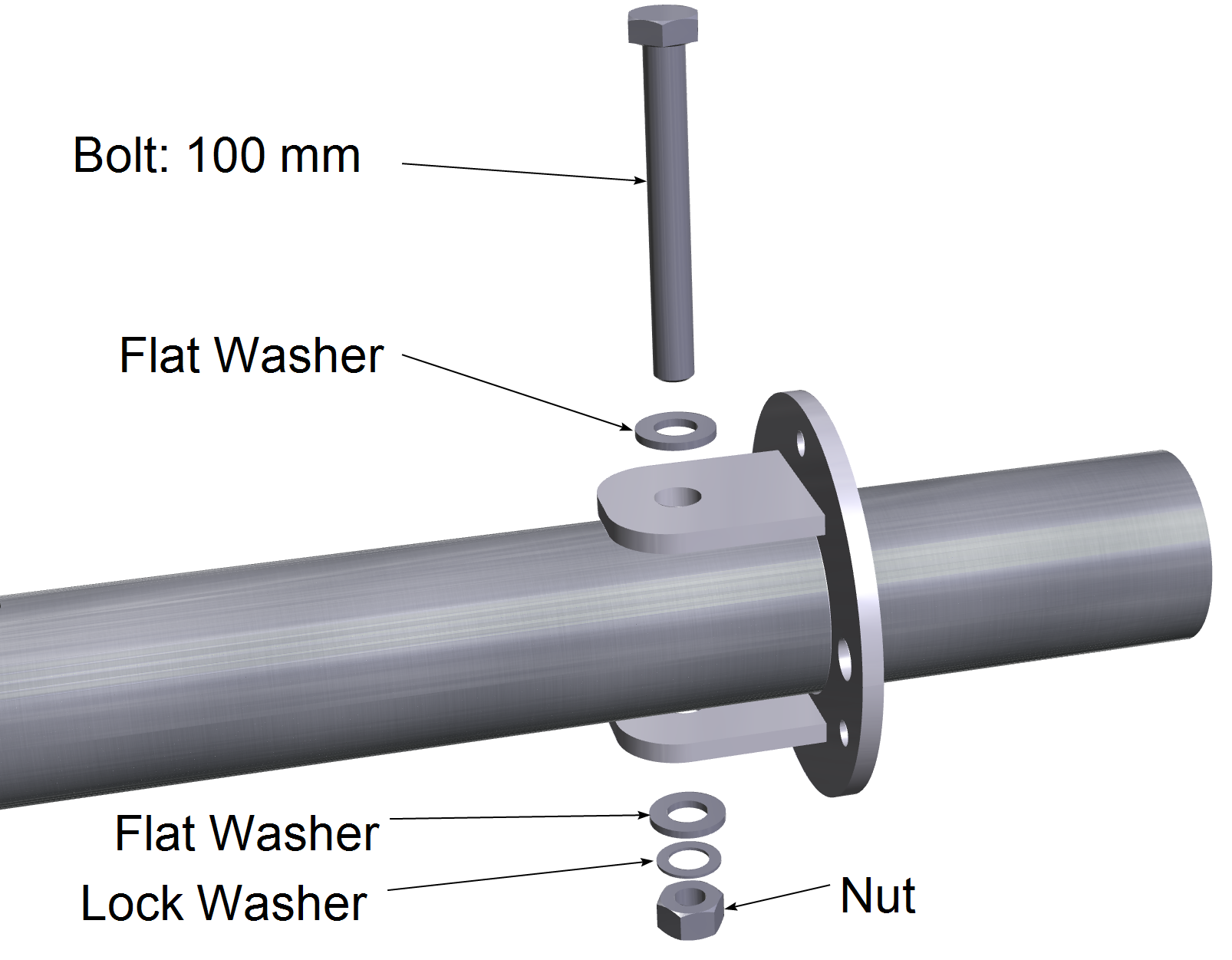 guy wire fitting bolted to upper mast